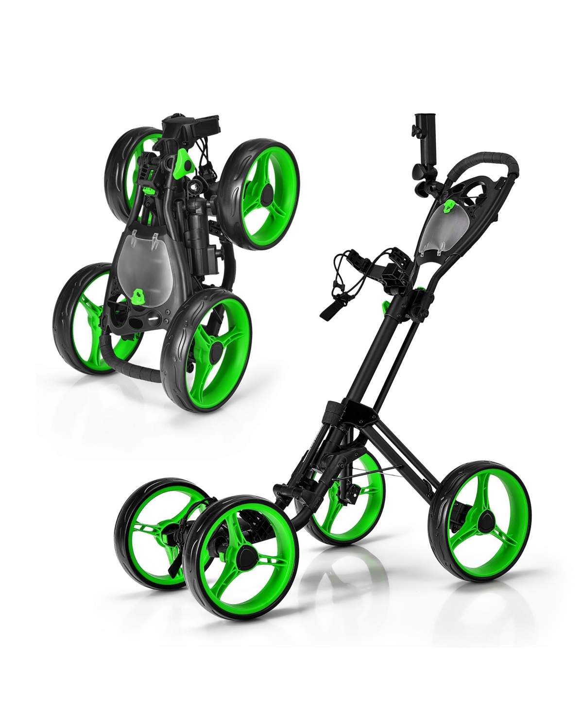 Costway Folding 4 Wheels Golf Push Cart W/Brake Scoreboard Adjustable Handle