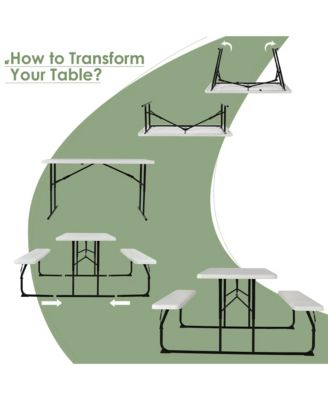 Foldable Picnic Table Bench Set Outdoor Camping for Patio and Backyard