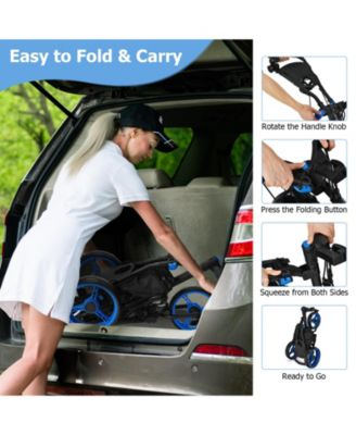 Folding 3 Wheels Golf Push Cart W/Bag Scoreboard