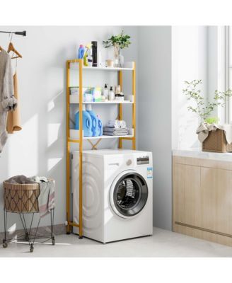 3-Tier Over-The-Toilet Bathroom Shelf Metal Frame Space Saver Rack with 4 Hooks