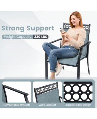 Patio Chairs Set of 2 with All Weather Breathable Fabric High Backrest