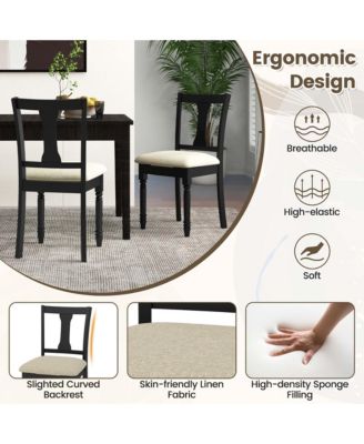 2 PCS Wood Chair Antique Upholstered Chair with Storage Space