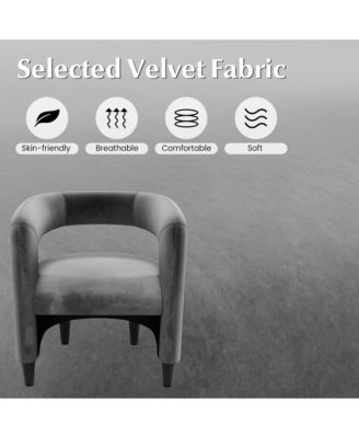 Comfy Accent Armchair with Footrest Upholstered Velvet Barrel Chair & Ottoman Set