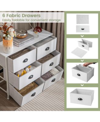 3-Tier Storage Organizer with 6 Foldable Fabric Drawers Fabric Storage Drawers