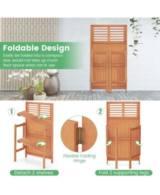 Wood Potting Bench Waterproof Garden Table with 2-Tier Open Storage Shelf