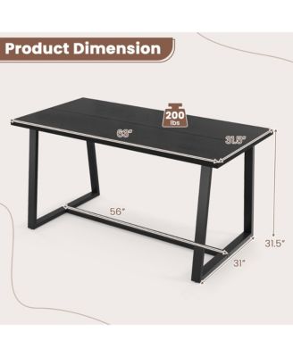 63" Large Dining Table for 4-6 People with Heavy-duty Metal Frame Modern