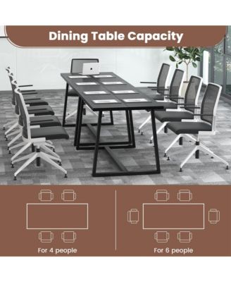 63" Large Dining Table for 4-6 People with Heavy-duty Metal Frame Modern
