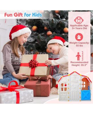 Kids Playhouse Realistic Cottage Playhouse with Openable Windows & Working Door