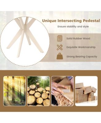  36" Faux Marble Tabletop Rubber Wood Legs Kitchen Round Dining Table