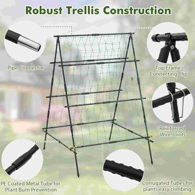 Cucumber Trellis Foldable Garden Tunnel Trellis with Adjustable Auxiliary Clips