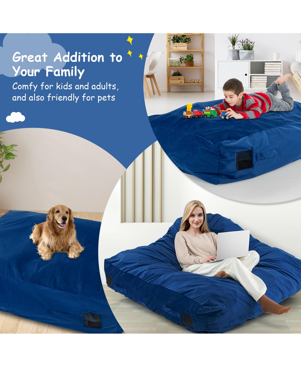 Costway Crash Pad Sensory Mat with Foam Blocks and Washable Velvet Cover