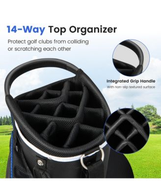 Lightweight Golf Cart Bag with 14 Way Top Dividers 9 Pockets Rain Hood Cooler Bag