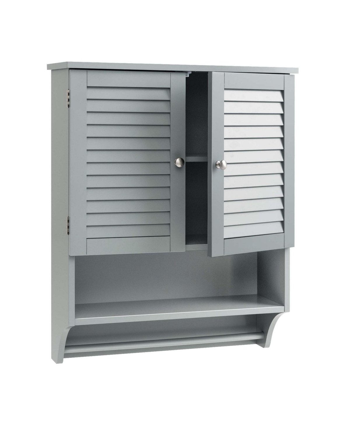 Costway Bathroom Wall Mounted Medicine Cabinet with Louvered Doors & Towel Bar