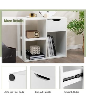 3-Cube Bookcase Organizer with 2-tier Wooden Storage Shelf & Pull-out Drawer