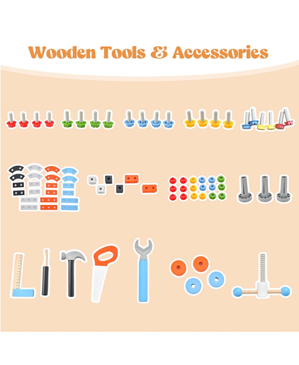 Kids Tool Bench, Pretend Play Workbench with Tools Set & Realistic Accessories