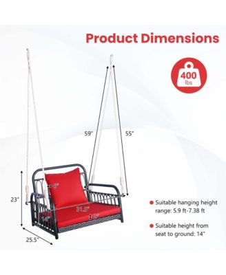 Patio Hanging Rattan Basket Chair Swing Hammock Chair with Seat Cushion