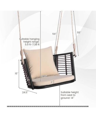 Patio Hanging Rattan Basket Chair Swing Hammock Chair with Seat Cushion