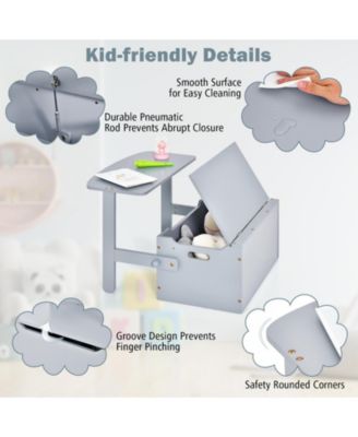 3-in-1 Kids Convertible Storage Bench Wood Activity Table and Chair Set