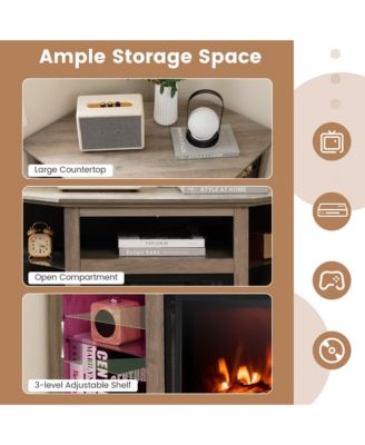 Fireplace TV Stand with Led Lights & 18'' Electric Fireplace for Tvs up to 50''