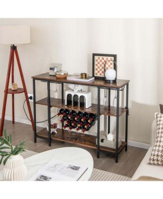 Cabinet Bar Table Rack Table for Drinks Glasses with Power Outlets