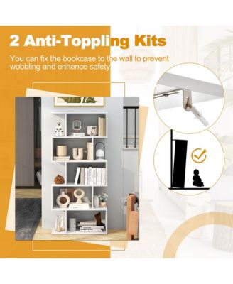 1 PC 5-Tier Bookshelf Geometric S-Shaped Bookcase Room Divider Storage Display Shelf