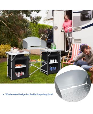 Folding Portable Aluminum Camping Grill Table