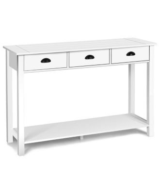 47'' Console Table Hall Table Side Desk Accent Table Drawers Shelf Entryway