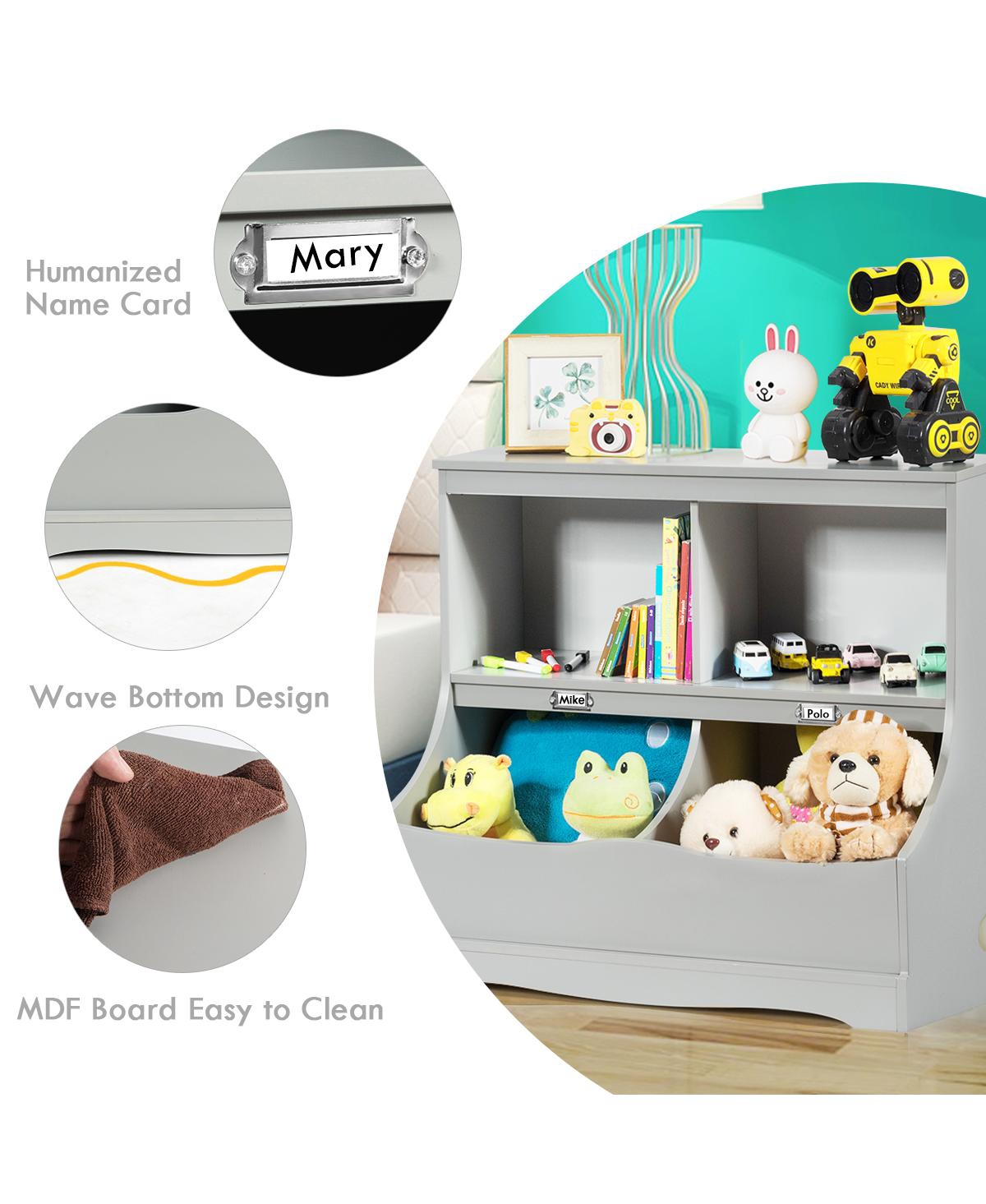 Costway Children's Multi-Functional Bookcase Toy Storage Bin Kids Floor Cabinet