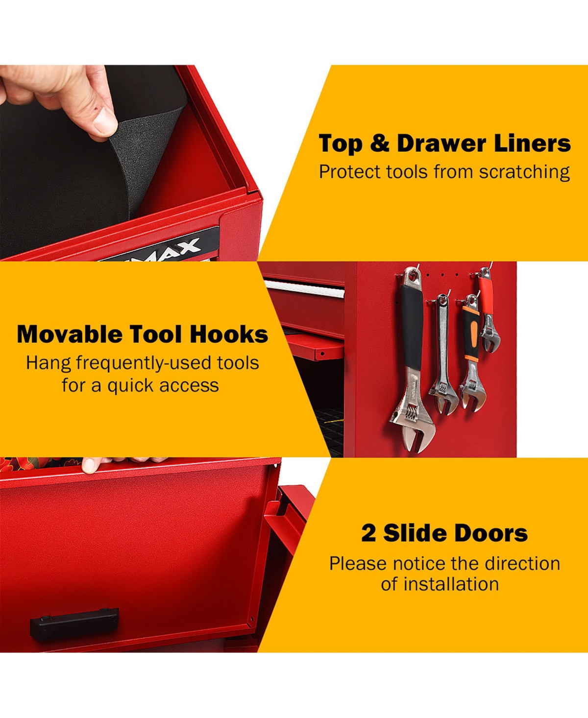 Costway High Capacity 6-Drawer Rolling Tool Chest Storage Cabinet Toolbox Combo