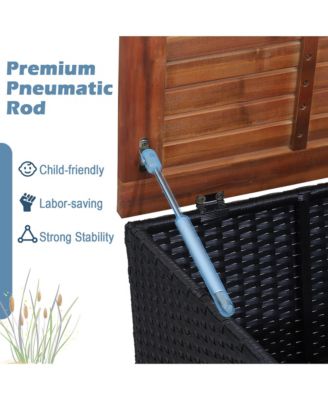 3PCS Patio Rattan Conversation Set Outdoor Furniture Set w/ Black Cushions