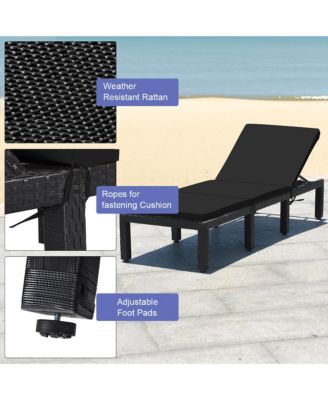 Patio Rattan Lounge Chair Chaise Recliner Adjust Cushion
