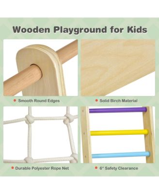 Indoor Playground Climbing Gym Kids Wooden 8 in 1 Climber Playset for Children