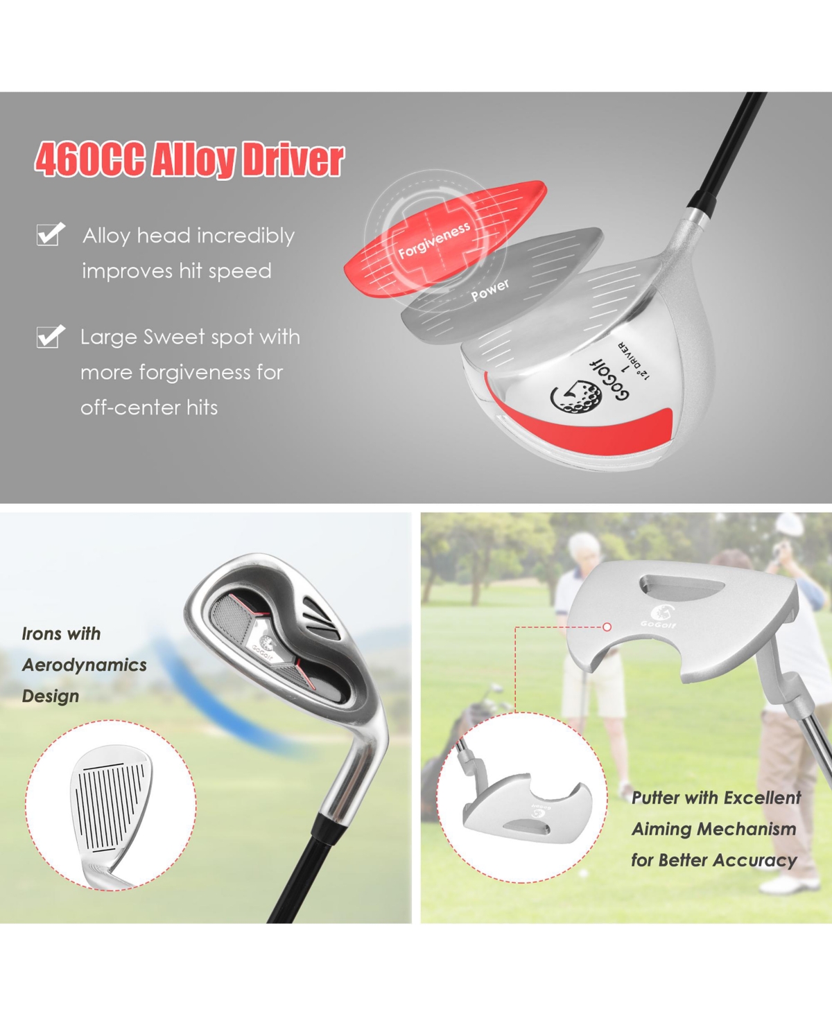 Costway Ladies Womens Complete Golf Clubs Set 10 Pieces Includes Alloy Driver