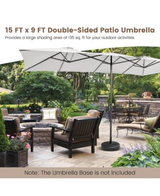 15FT Double-Sided Patio Market Umbrella Large Crank Handle Vented Outdoor Twin