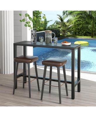 Outdoor Metal Bar Table 48'' Patio Rectangular Counter Height Dining Table