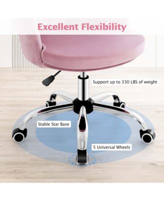 Velvet Petal Shell Office Chair Adjustable Swivel Accent Vanity Armchair