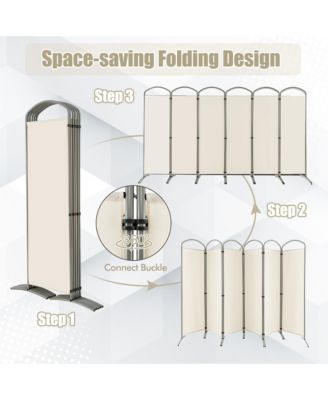 6 Panels Folding Privacy Screen 6 Ft Tall Fabric Privacy Screen for Home
