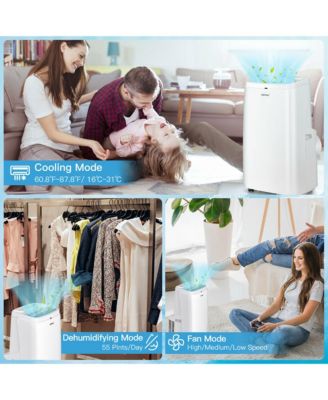 9000BTU Portable Air Conditioner 3-in-1 Air Cooler Fan Dehumidifier w/ Remote