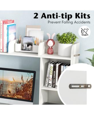 1 Pc Engineered Wood Anti-Tip Multi-Shelf Desktop Storage Bookshelf