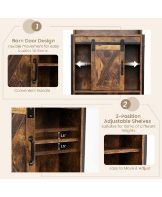 Over-The-Toilet Storage Cabinet Bathroom Organizer w/ Sliding Barn Door