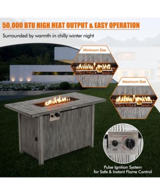 43-inch Propane Gas Fire Pit Table Wood-like Metal Fire Table