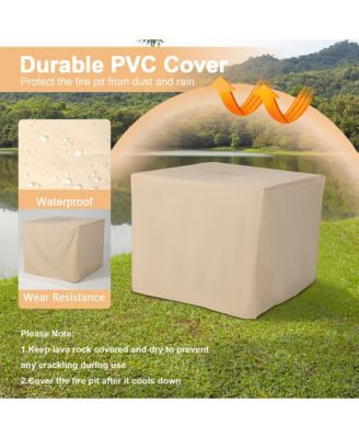 32'' Square Propane Fire Pit Table for Patio w/Lava Rocks Rain Cover 50,000 BTU