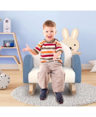 Kids Rocking Chair Children Armchair Velvet Upholstered Sofa w/ Solid Wood Legs