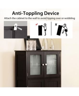 Bathroom Floor Storage Cabinet Kitchen Cupboard w/Doors&Adjustable Shelf