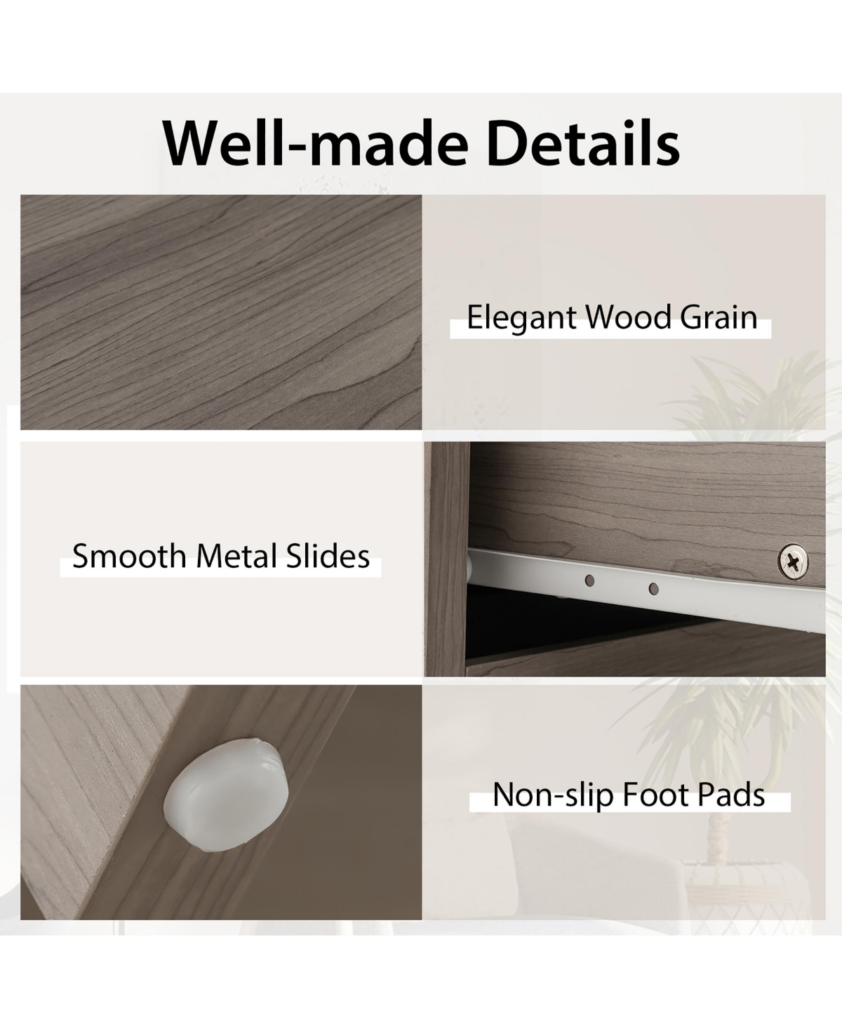 Costway Modern 5 Drawer Chest Storage Dresser Cabinet with Metal Handles