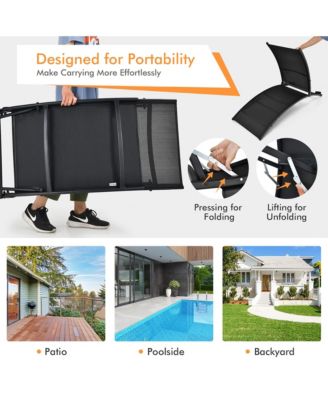 2 PCS Patio Folding Chaise Lounge Chair Recliner Adjustable Stackable Deck