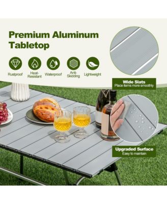 Heavy-Duty Aluminum Camping Table, Folding Outdoor Picnic Table with Carrying Bag