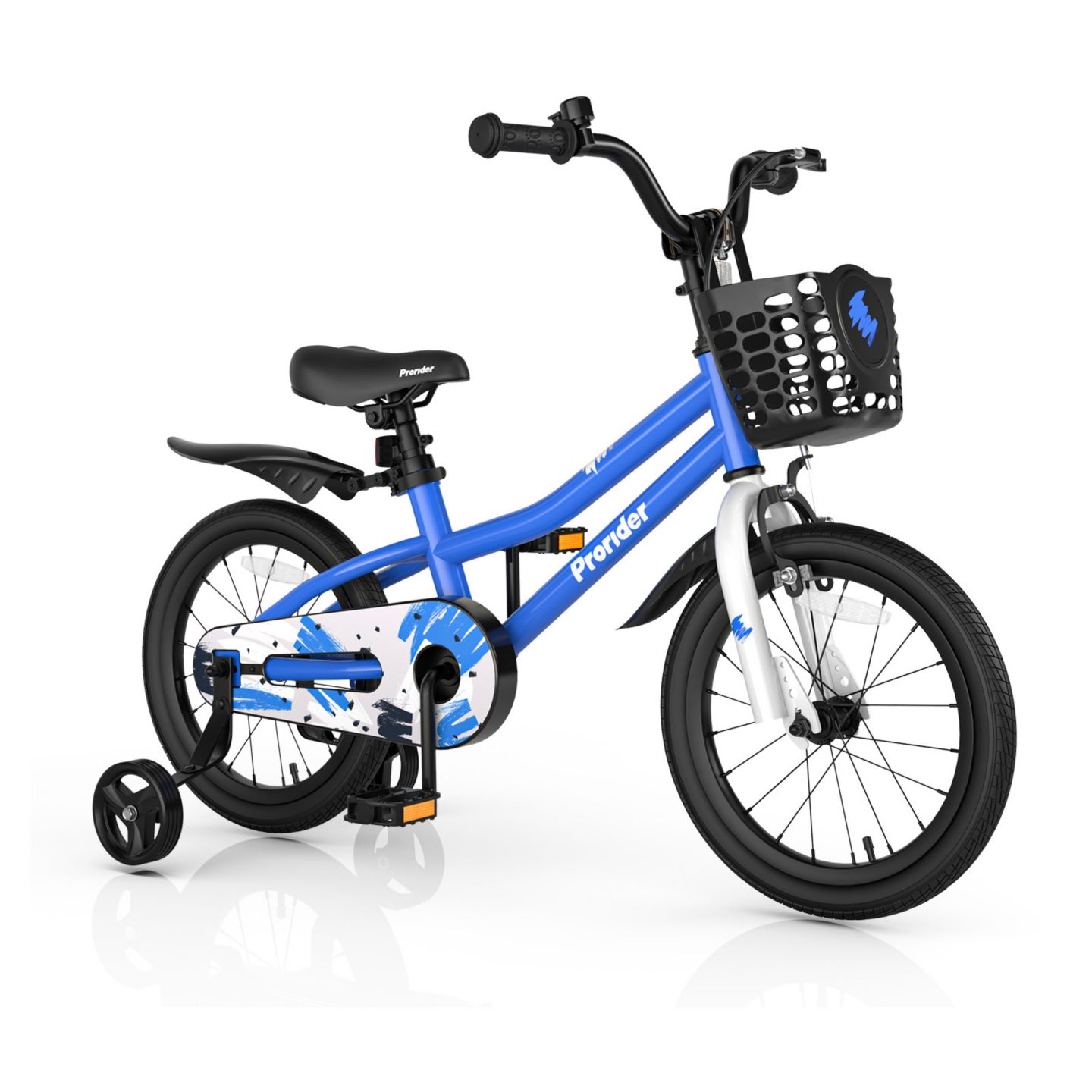 Детская игрушка Costway Racing Pattern Series 16" Height-Adjustable Kids' Bike with Removable Training Wheels, Ages 4-7, цвет: Синий — фото 7