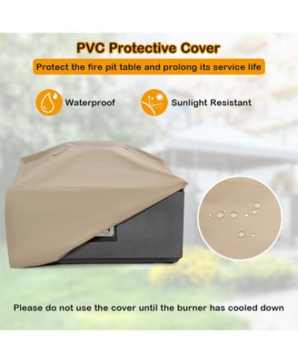 28'' Patio Fountain Fire Pit Table 50,000 BTU Square Propane Fire Pit