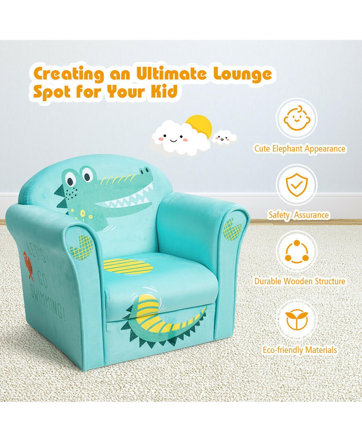 Costway Kids Sofa Children Armrest Couch Toddler Furniture Gift